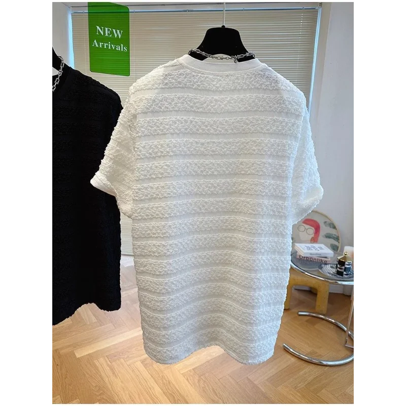 T-shirt hommes été beau à manches courtes ample minceur décontracté mousse gaz décontracté col rond