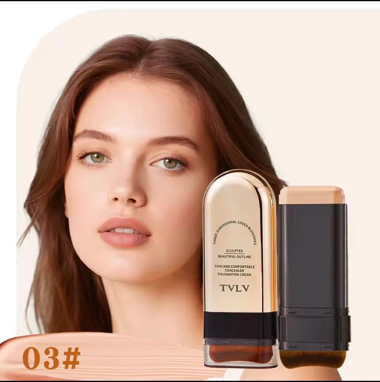 TVLV 2-en-1 fond de teint et correcteur bâton longue tenue éclaircissant le teint de la peau couverture intégrée correcteur impeccable crème de maquillage