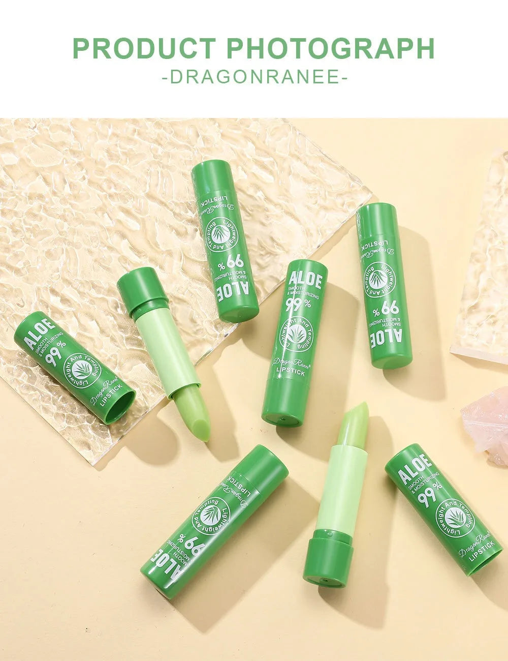 1/12 pièces Aloe rouge à lèvres couleur changeante baume à lèvres longue durée nourrir les lèvres soin maquillage hydratant aqueux rouge à lèvres