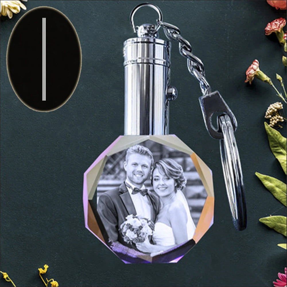 Collier Photo en cristal 3D personnalisé, collier personnalisé avec Photo gravée au Laser, cadeau , souvenir de Couple et famille