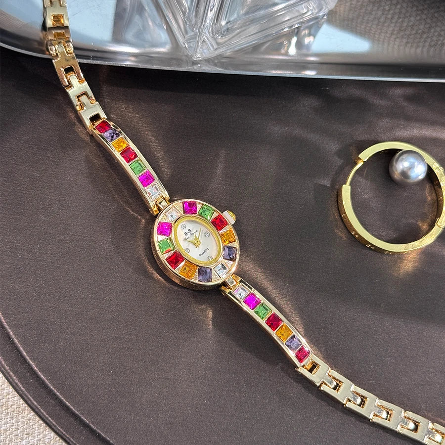 Couleur zircon avancé diamant montre pour femme niche bracelet bracelet petite montre à quartz exquise transfrontalière offre spéciale