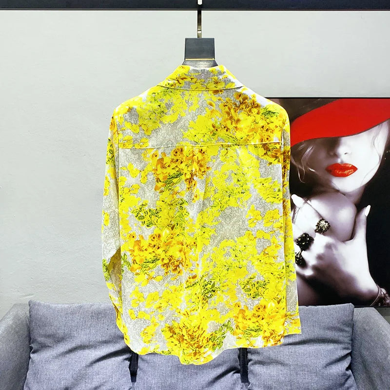 Chemises d'impression décontractées pour hommes, chemisier à simple boutonnage, manches longues, vêtements d'été, nouvelle mode, marée, 2026