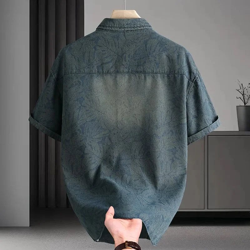Chemise rétro en jean à manches courtes pour femme d'été, chemise fine et ample avec un Design  de luxe