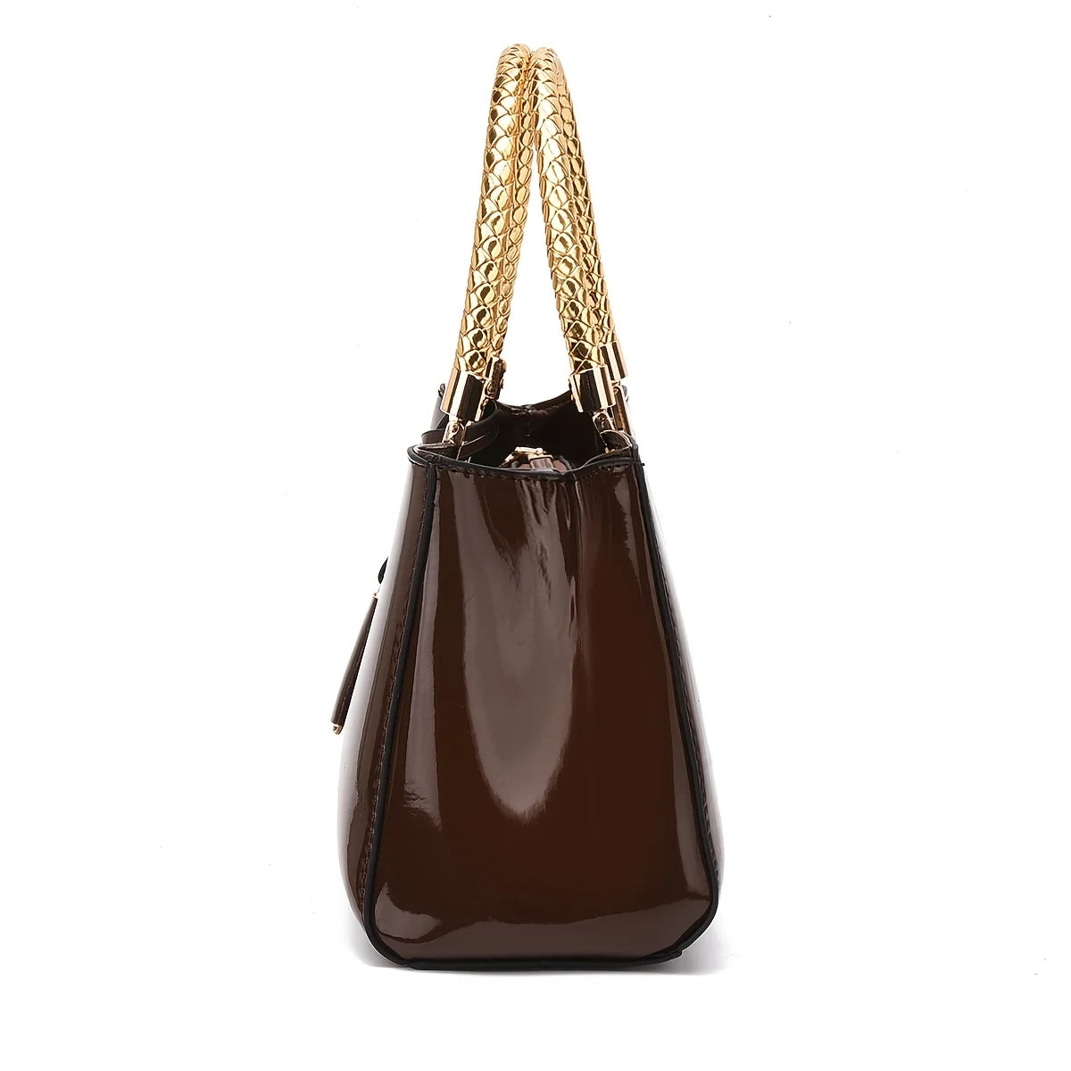 Pochette de soirée élégante – Sac à main finition brillante de couleur unie avec fermeture à glissière et doublure en polyester pour fêtes et mariages