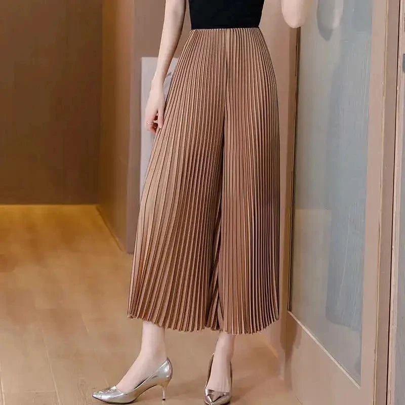 Pantalon plissé pour femmes, Slim, ample, taille haute, droit, jambes larges, mode printemps été 2026