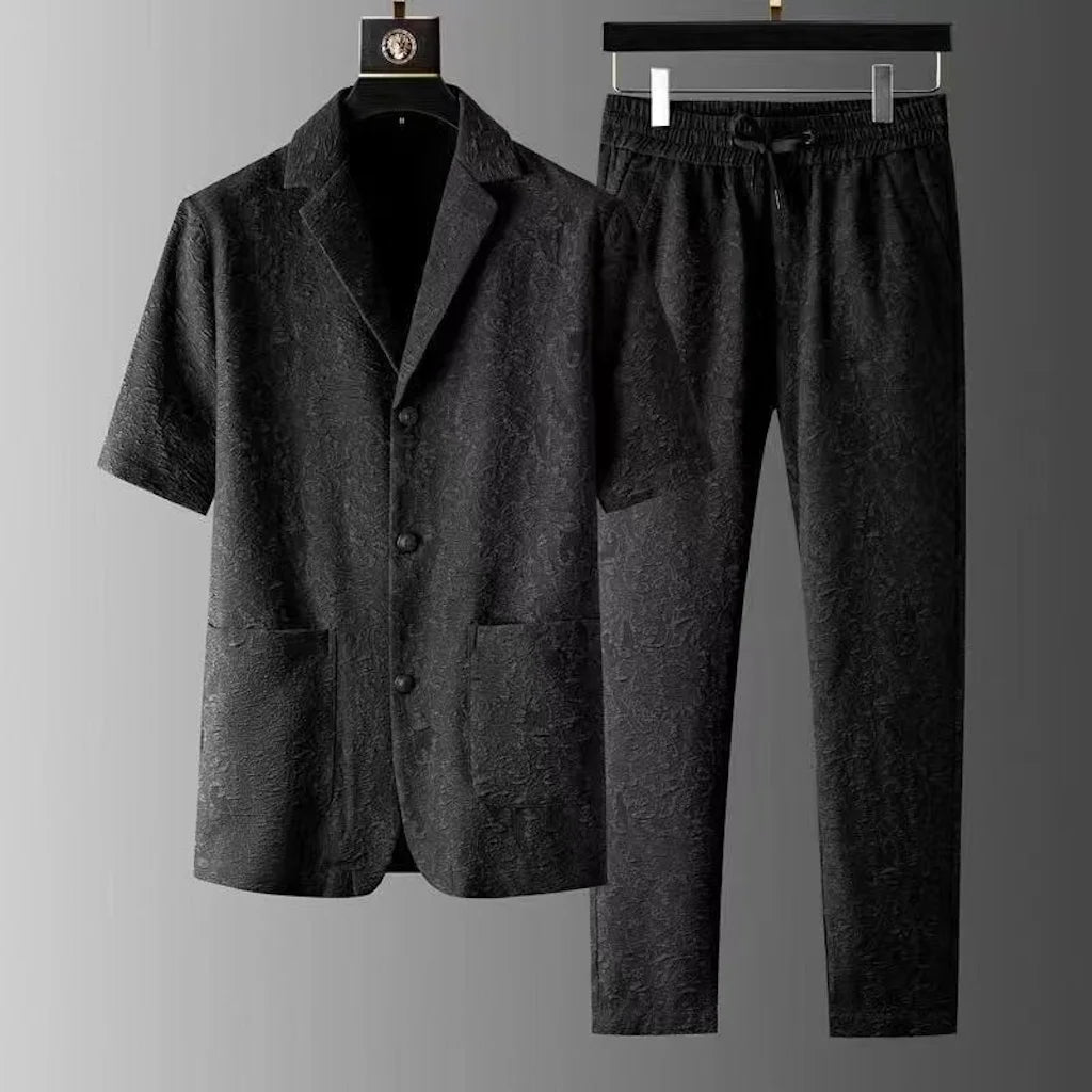 Ensemble de costume décontracté à manches courtes pour hommes, haut de gamme, coupe cintrée, léger, luxe, nouvelle collection été 2026