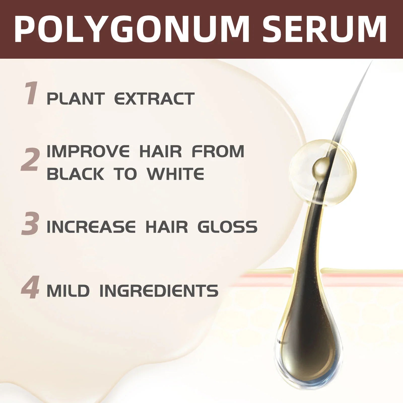 Nouveau tueur de cheveux blancs, liquide d'essence Polygonum Multiflorum élimine les cheveux gris et restaure la couleur naturelle des cheveux en 7 jours 2025