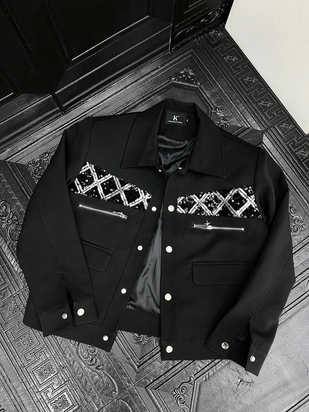 Ensemble pour Homme nouveau beau Niche paillettes 2 piècesde luxe , épissage épaulettes amples mode de haut de gamme