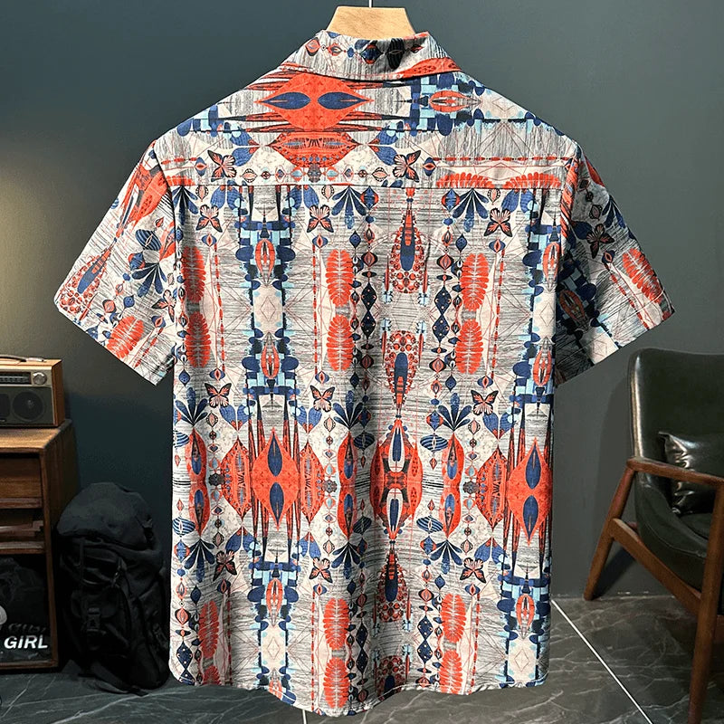 Chemise d'été fine à manches mi-longues pour hommes, imprimé Vintage, à la mode, à la mode