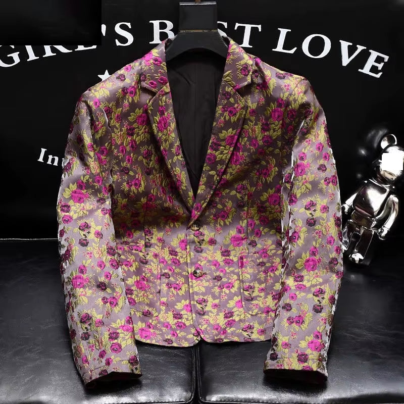 Luxury Embroidery Suit Jacket Men Blazer Spring Autumn Slim Fit Long Sleeve Tops Coat Fashion High Quality Handsome Small Suit