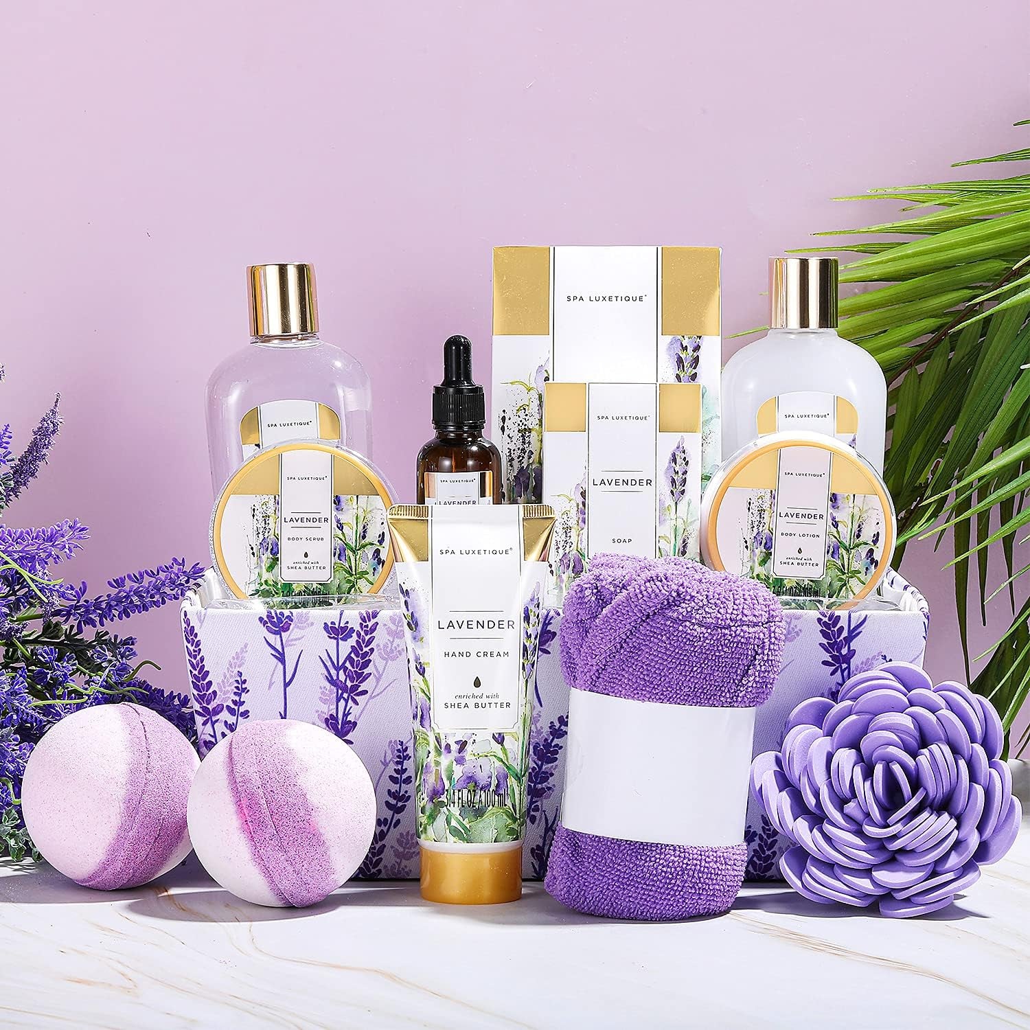 Coffret De Bain Et De Soins, 12 Pièces, Parfum De Lavande, Lotion Pour Le Corps, Boules De Bain, Idée Cadeau De Saint Valentin Parfait Pour Femme, Cadeau Noël, Cadeau Fête Des Mères