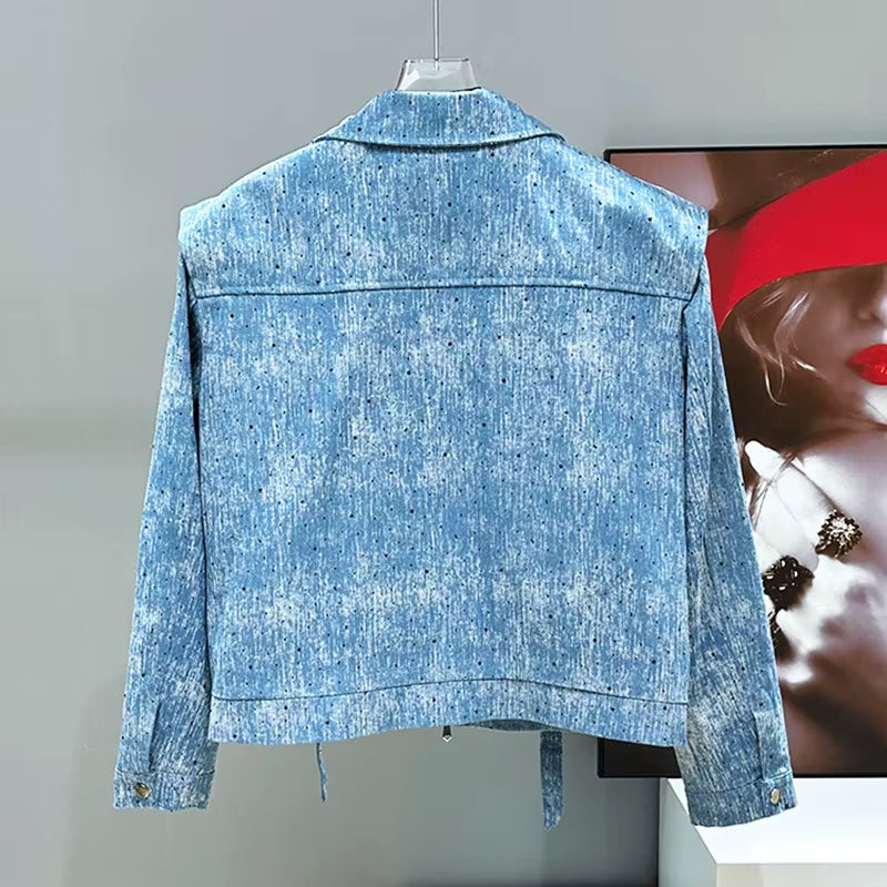 Trendy Brand Fashion Denim Short Men'S Jacket Set Straight Leg Jeans Two Piece Set Trendy Male Sets 21E2074