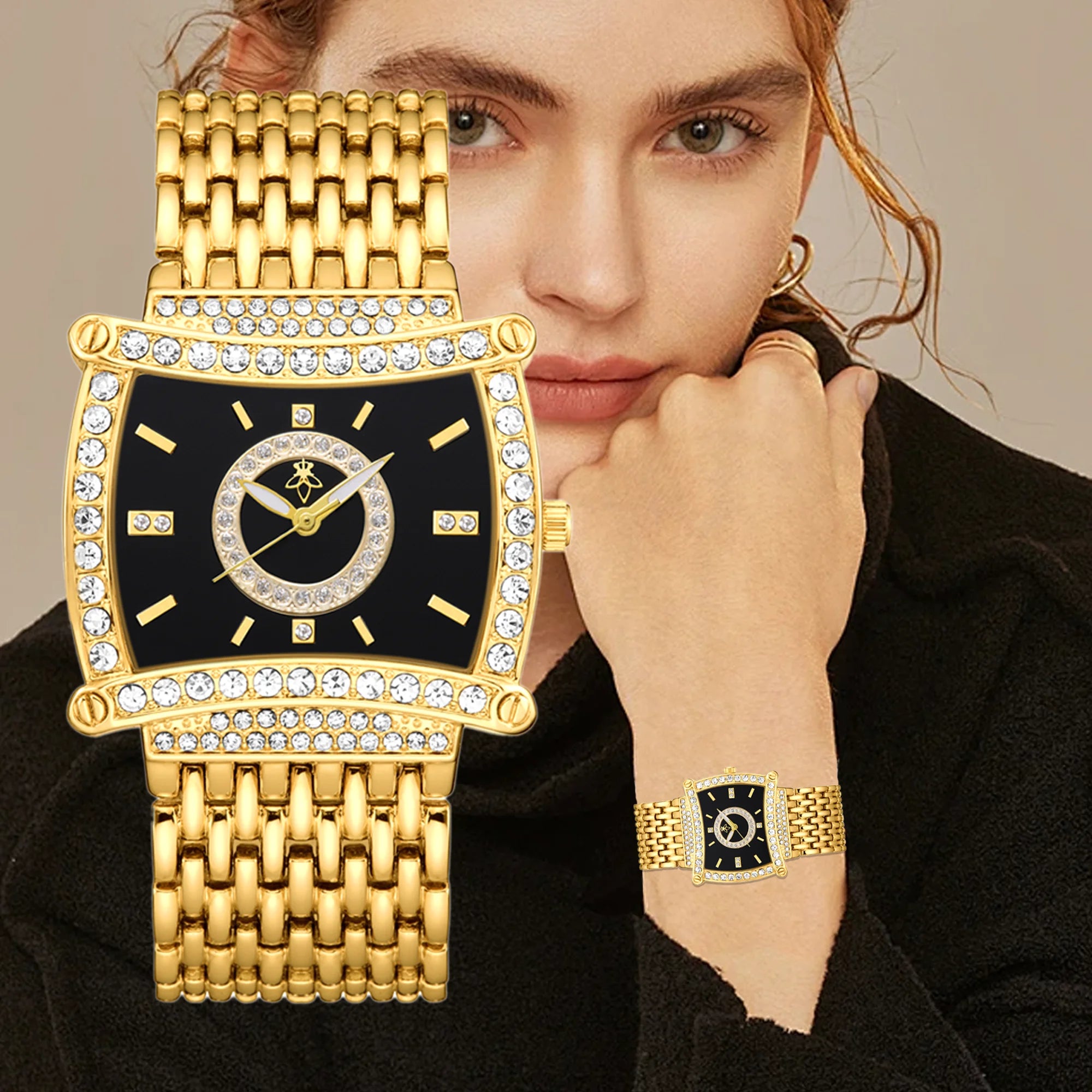 Womens Quartz Watch with Rhinestone Decor Versatile Daily Party Gift Box Included Great Gift for Girlfriend Wife Mother