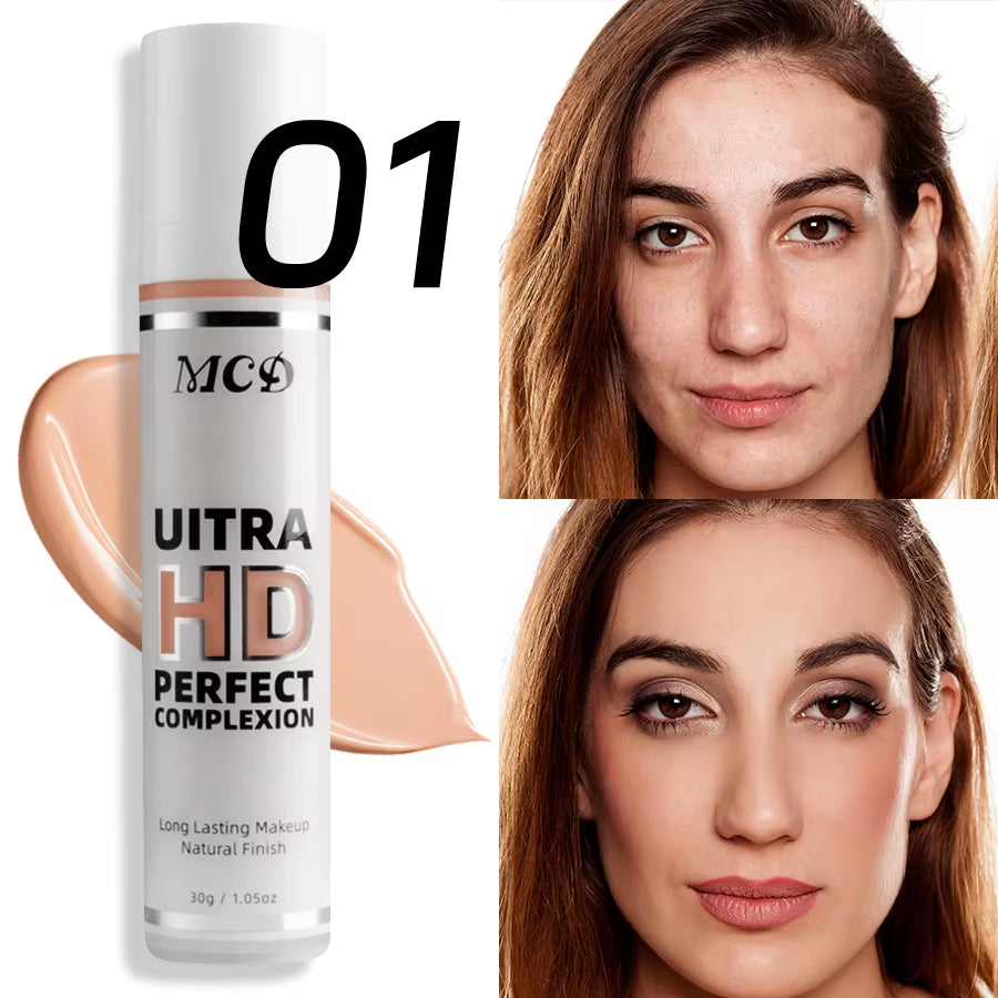 1PC Profession Liquid Foundation Oil-Control Cover Matte Base Cream Concealer Waterproof Sweat-Resistant Face Korean Makeup Gift