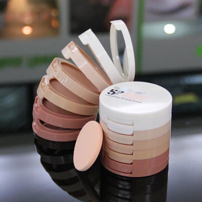 Concealer Contouring Powder, 5 Color 5 Decked Powder Tower, Brightening Skin Tone,Oil Control Makeup Loose Powder Setting Powder