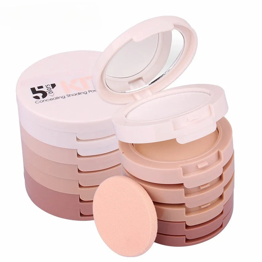 Concealer Contouring Powder, 5 Color 5 Decked Powder Tower, Brightening Skin Tone,Oil Control Makeup Loose Powder Setting Powder